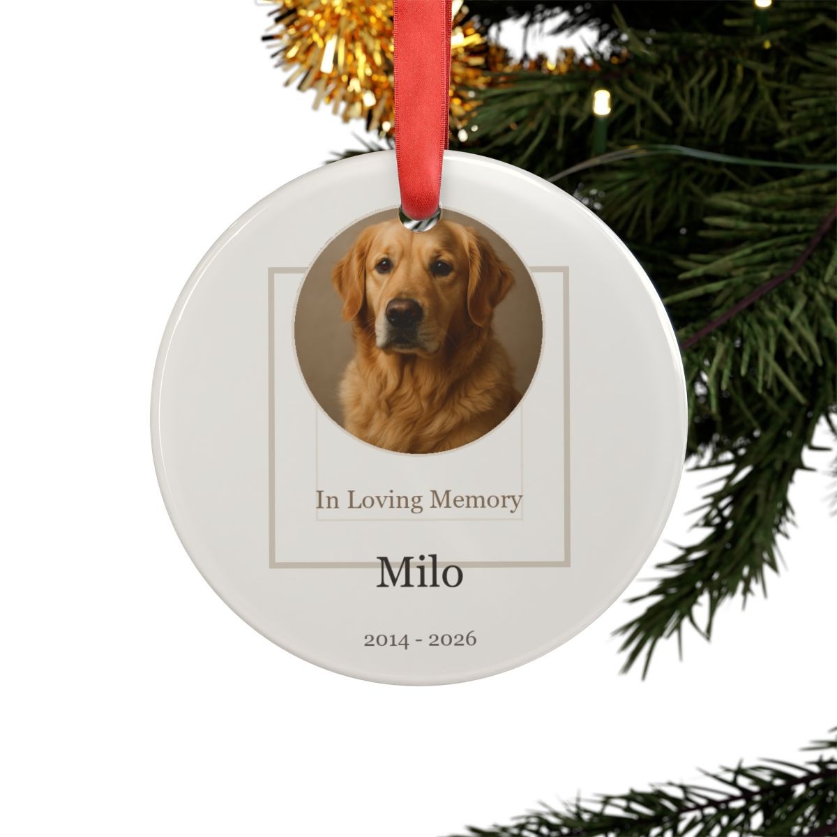 Custom Pet Memorial Ornament From Photo – Personalized Dog Cat Gift