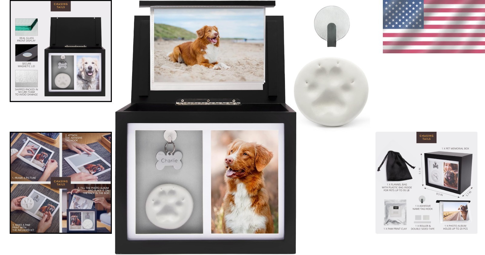 Dog Ashes Memorial Box with Photo Frame