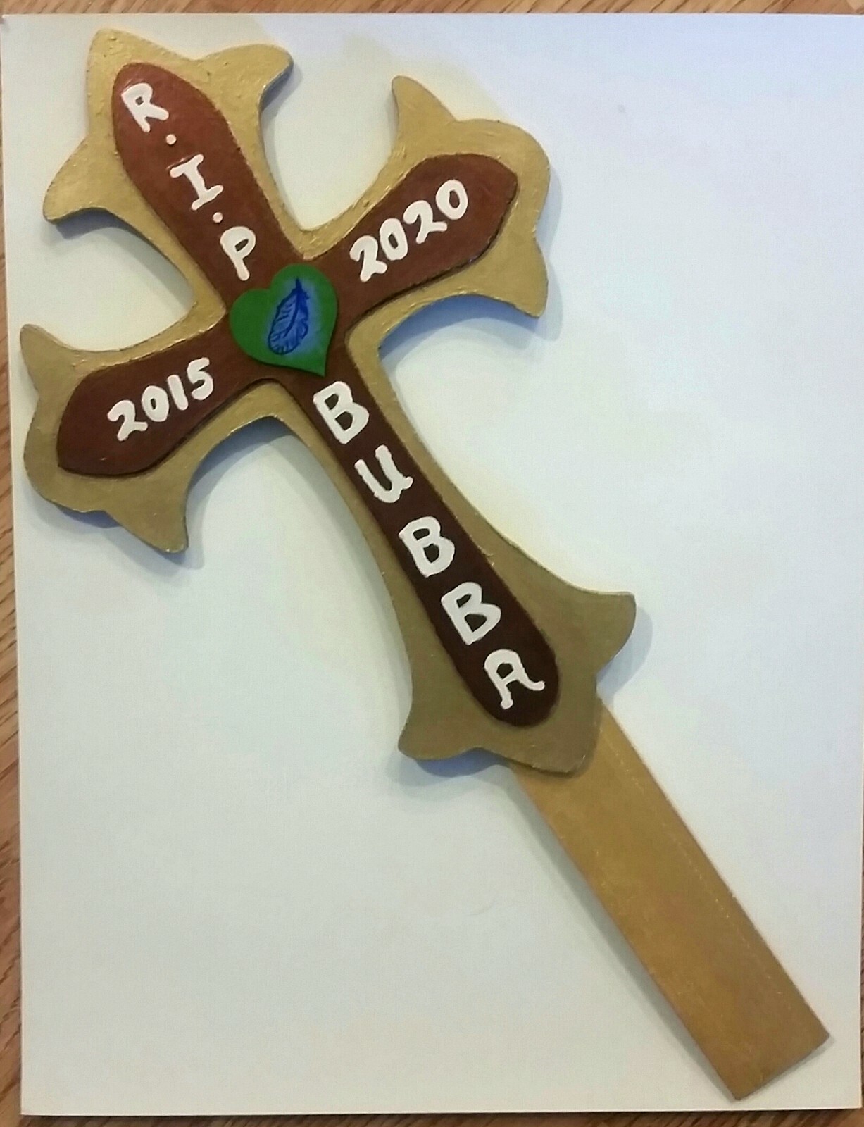 Custom Pet Memorial Grave Marker *LeFleur Wood Cross* Personalized Handmade USA