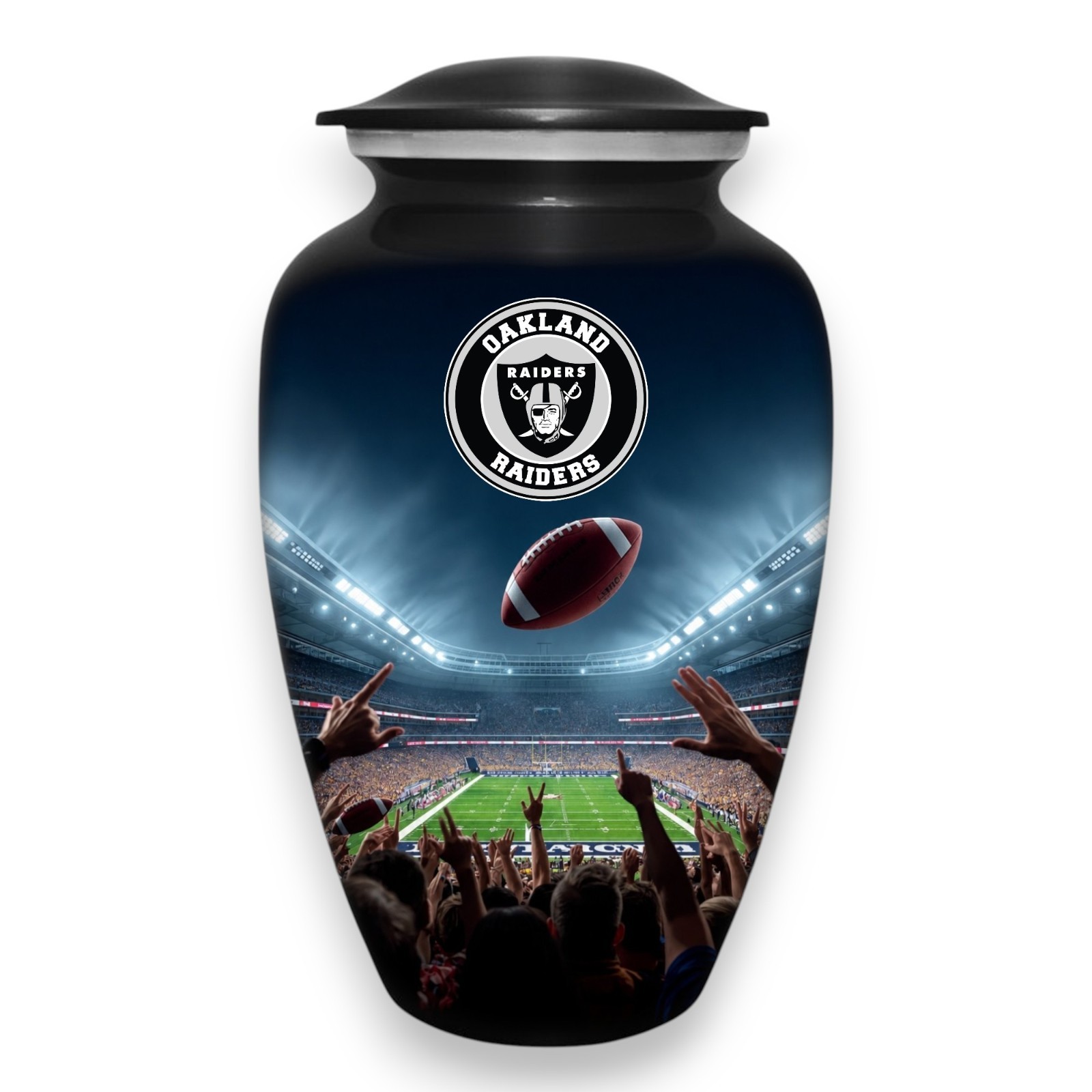 Football Cremation Urn for Human Ashes Adult Large Oakland Raiders Urns 10.5″