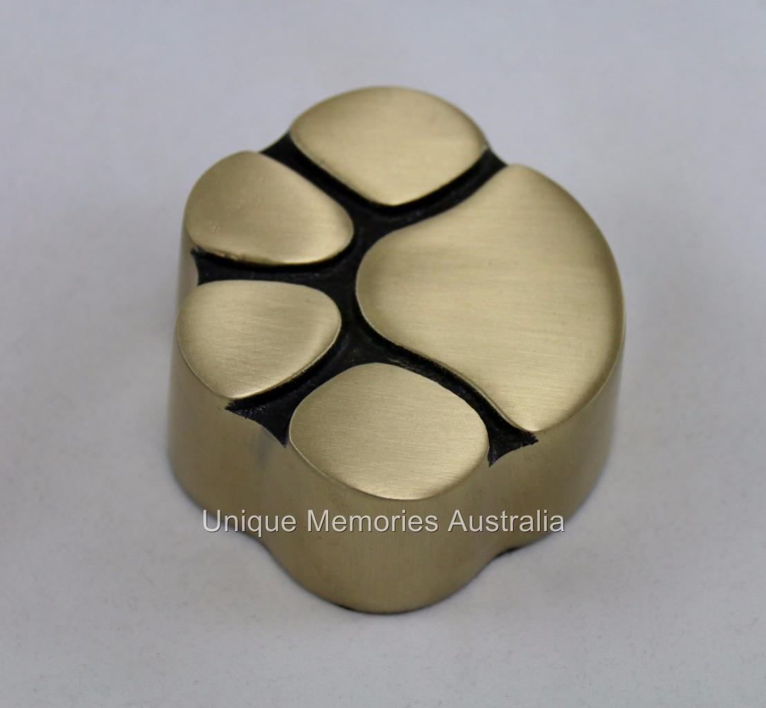 Solid Brass Bronze Cat & Dog Pet Paw Print Keepsake Cremation Funeral Urn + Case