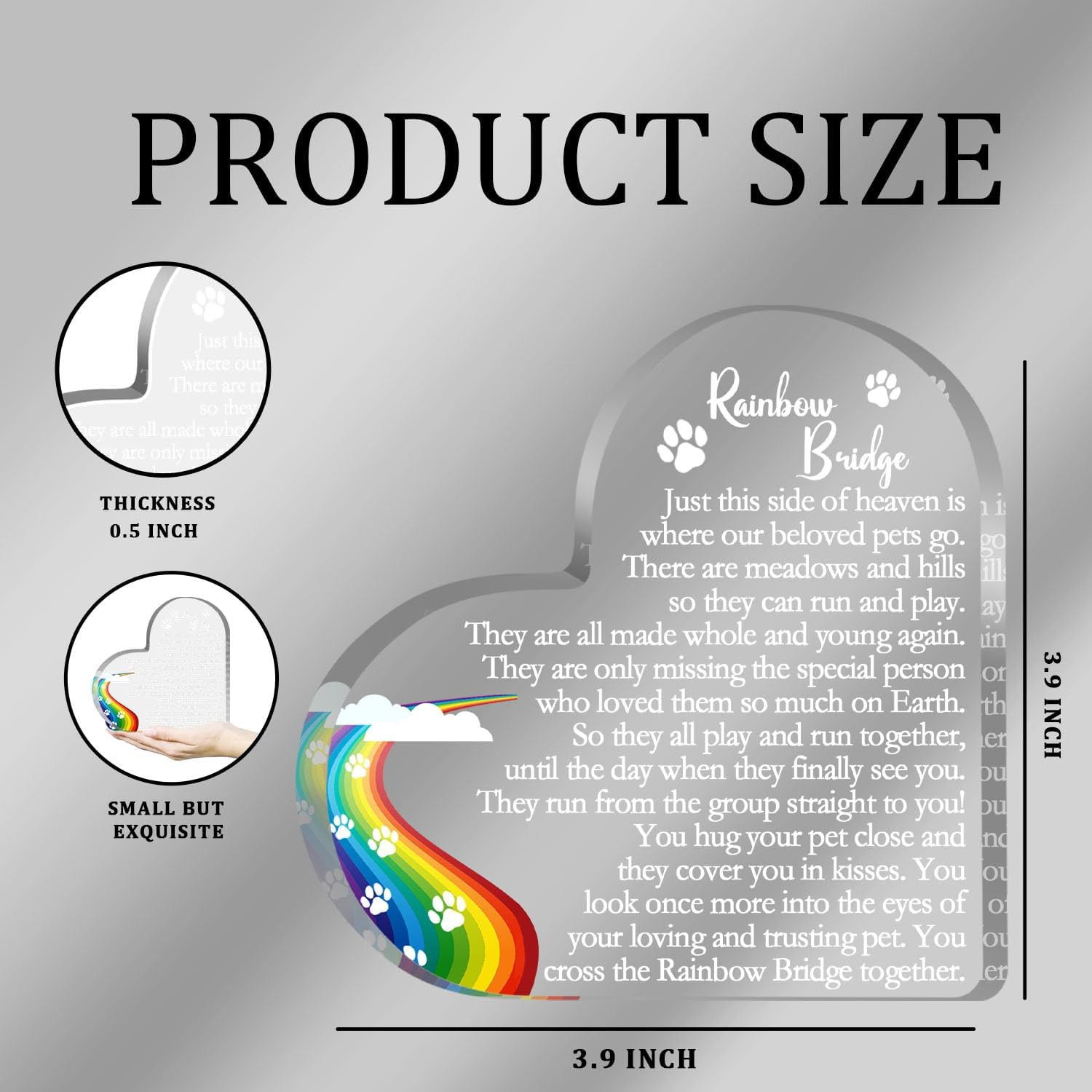 Rainbow Bridge Sign Decor, Pet Memorial Sympathy Gift for Loss of Dog Cat, Pet L
