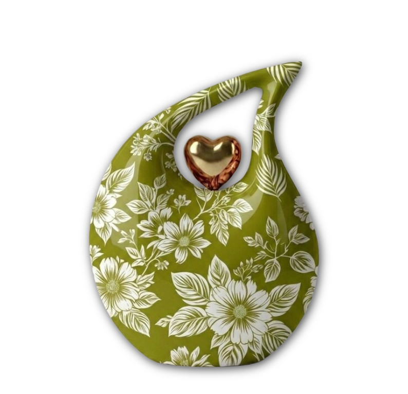 Olive Green Teardrop Aluminum Cremation Urn Adult Human Ashes Urns Male Female