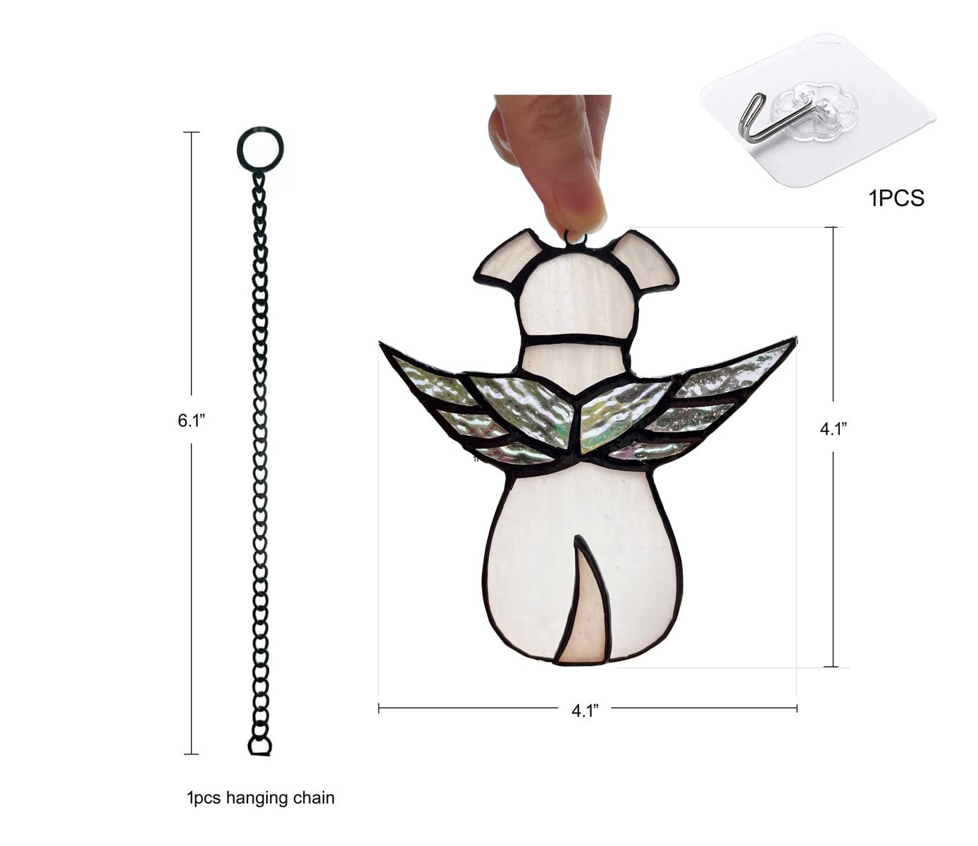 ZUAJITER Stained Glass Window Hanging Angel Dog Memorial Gifts for Loss of…