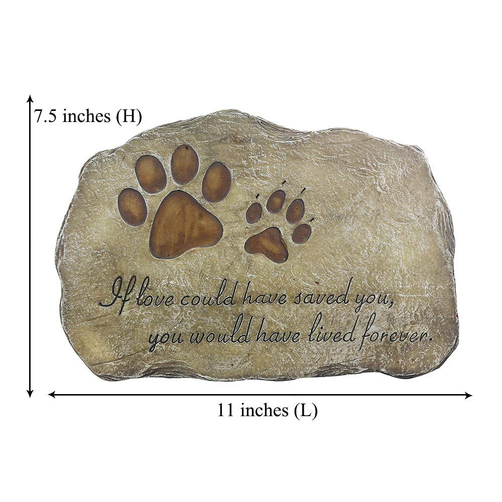 Paw Prints Dog Pet Memorial Stones, Pet Garden Stone Grave Marker for Dog or …