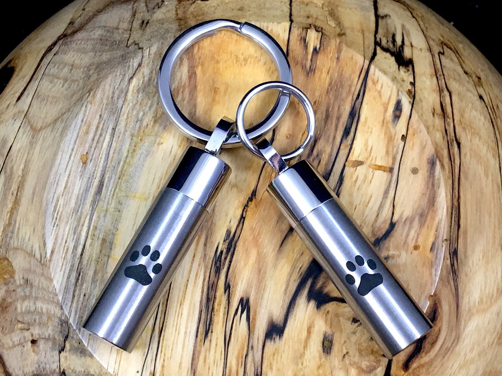 Men’s Pet Cremation Necklace Pendant Urn for Ashes LARGE Vial Paw Print Dog Cat
