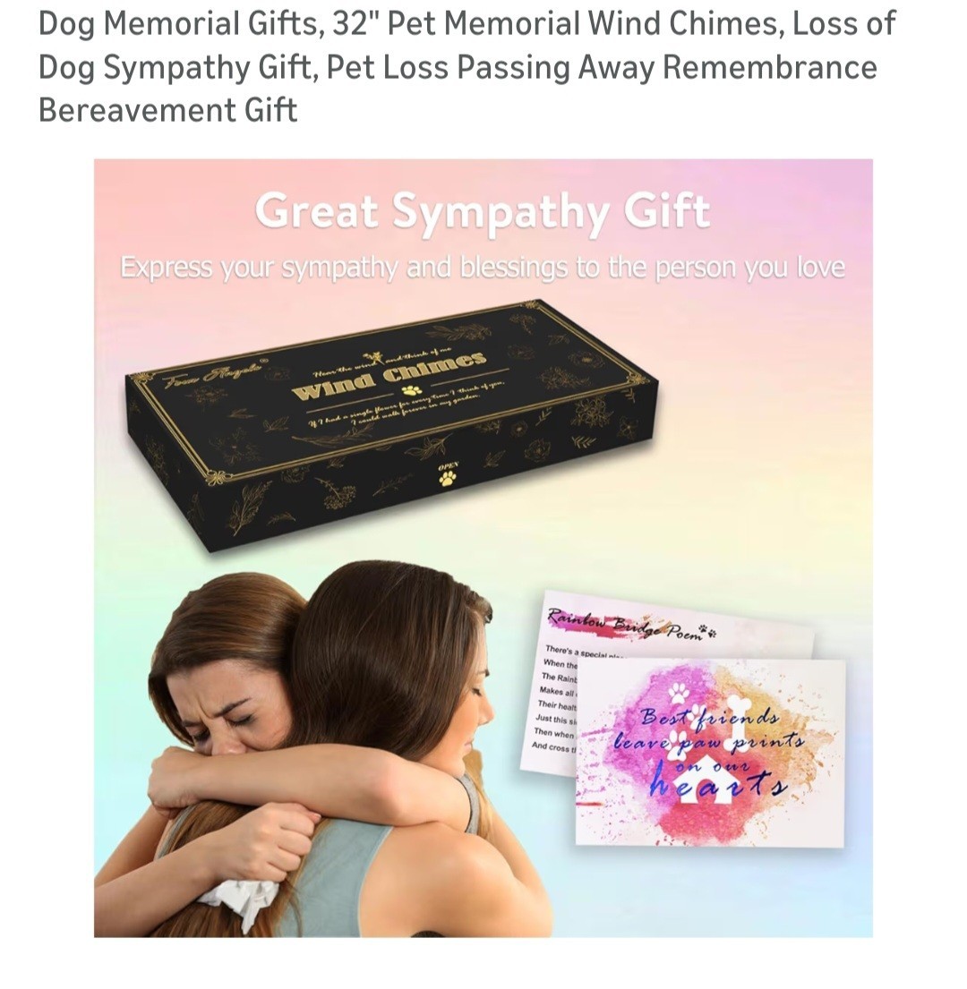 Dog Memorial Gifts, 32″ Pet Memorial Wind Chimes, Loss of Dog Sympathy Gift, …