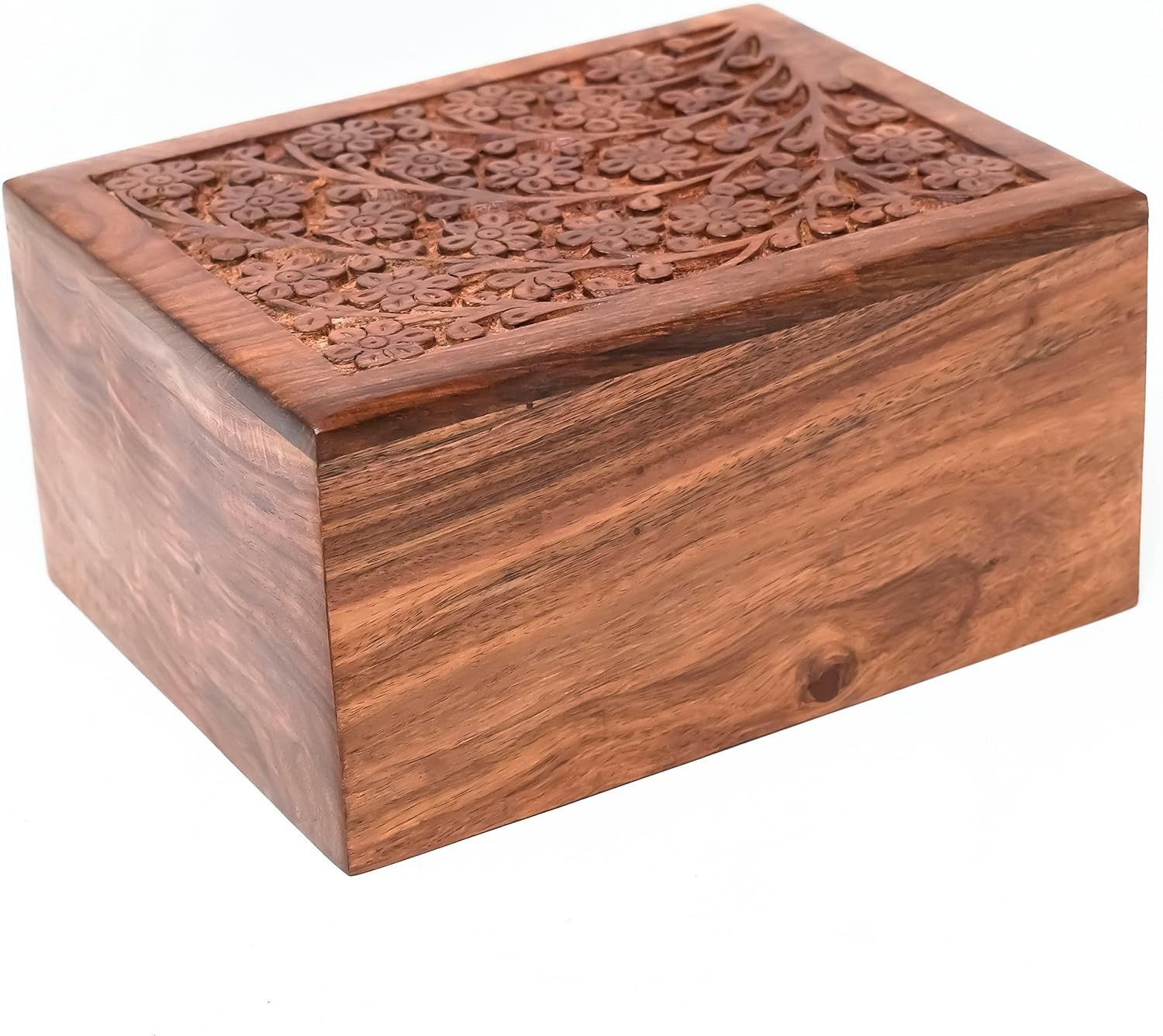 Handmade Wooden Cremation Urn Large Funeral Memorial Casket Box for Ashes