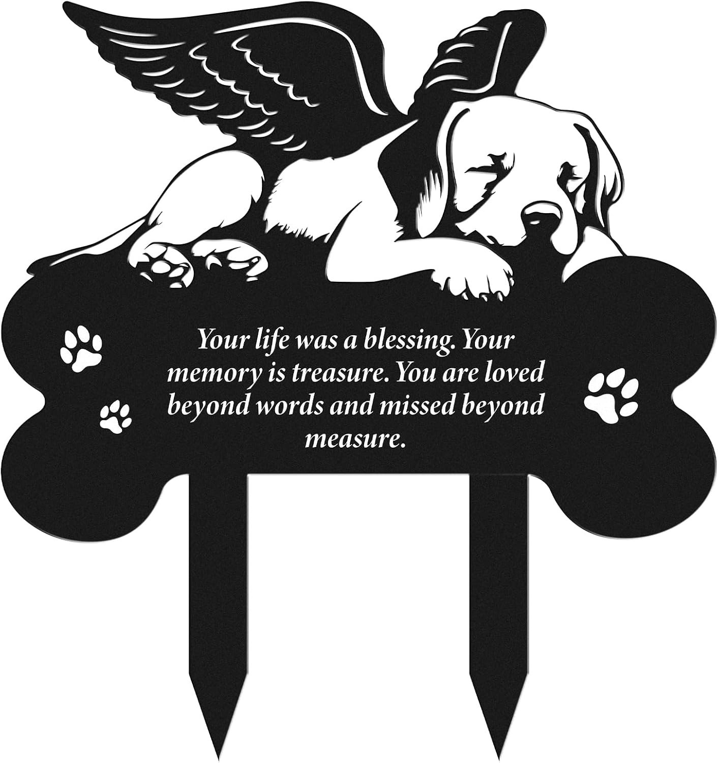 Portable 8 X 12 Metal Dog Grave Marker – Elegant Memorial Tribute for Outdoors