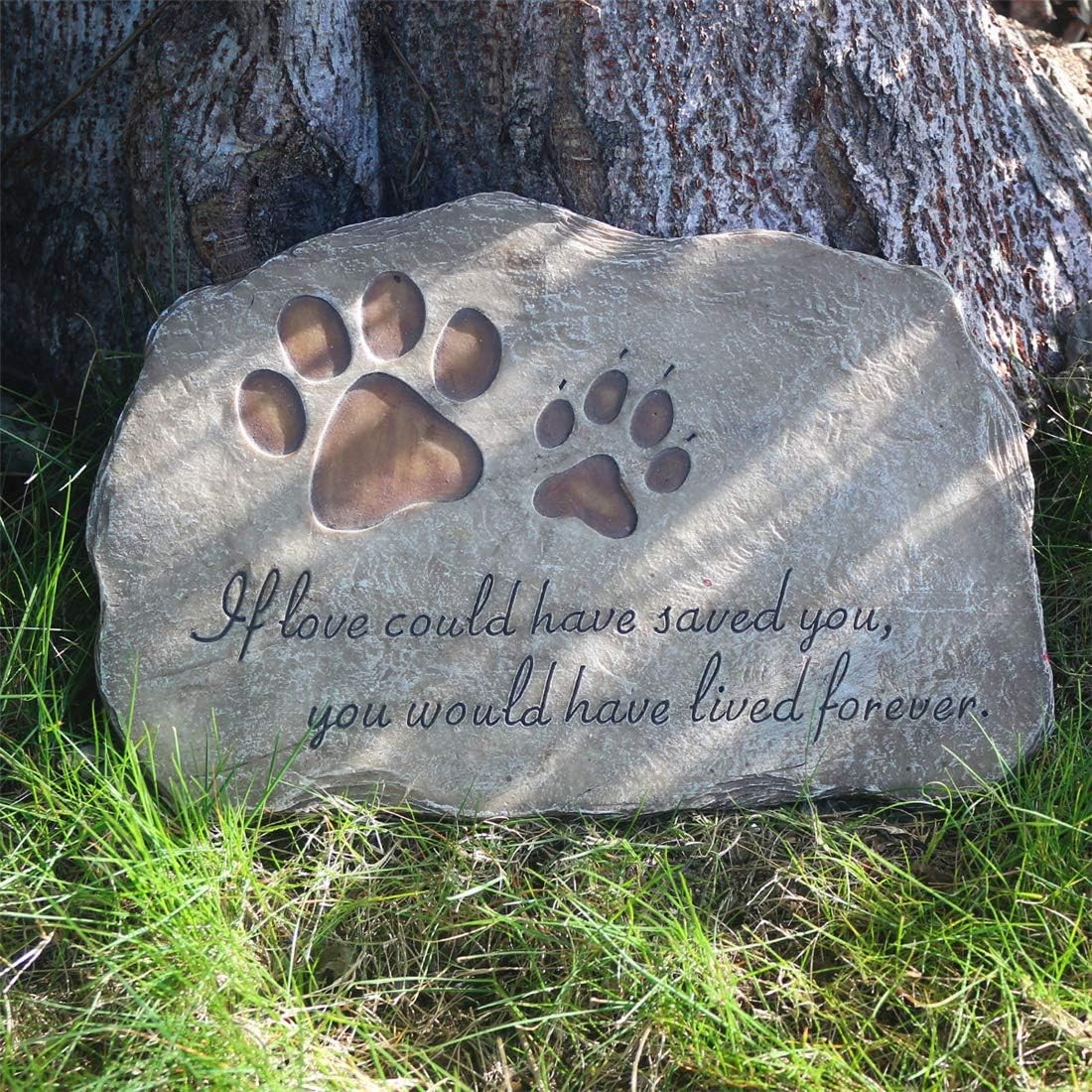 jinhuoba Paw Prints Dog Pet Memorial Stones, Pet Garden Stone Grave Marker fo…