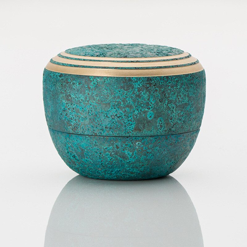 Kanata Peacock Blue Small Keepsake Urn for Human Ashes Brass