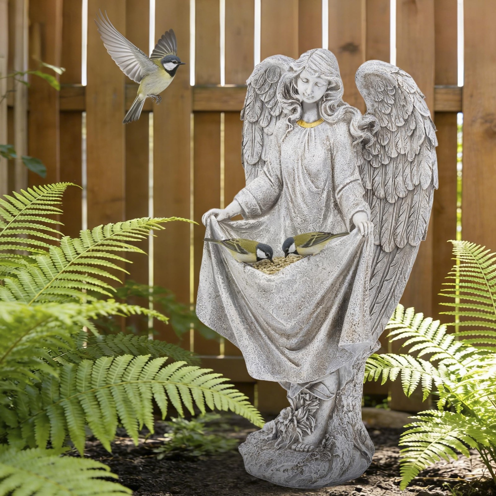 basen Angel Garden Statue Outdoor, Memorial Angel Figurine for Grave Yard Law…