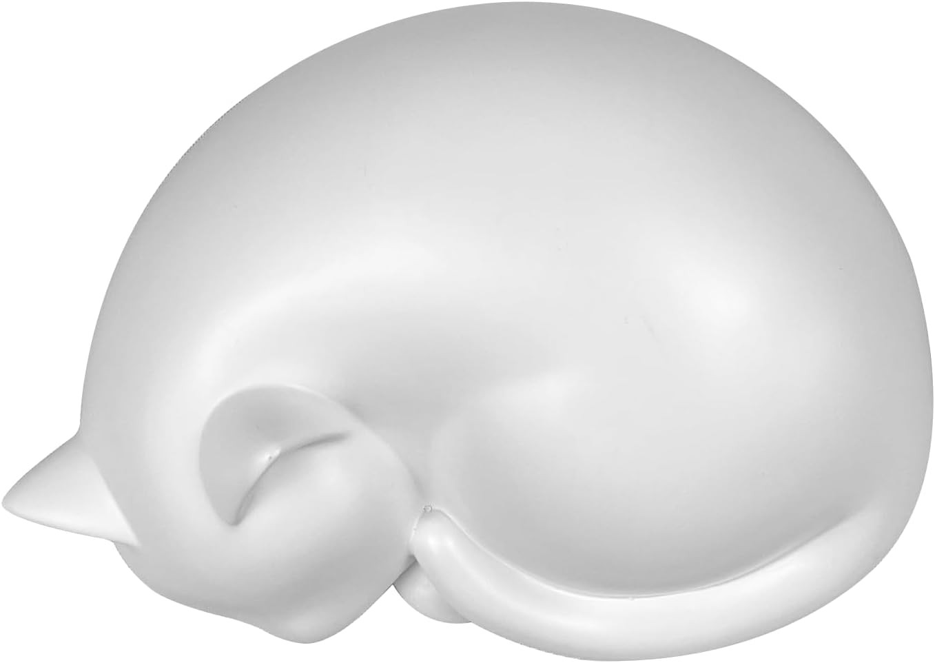 Handmade Sleeping Cat Urn for Ashes – Elegant White Pet Memorial Statue, Indoor