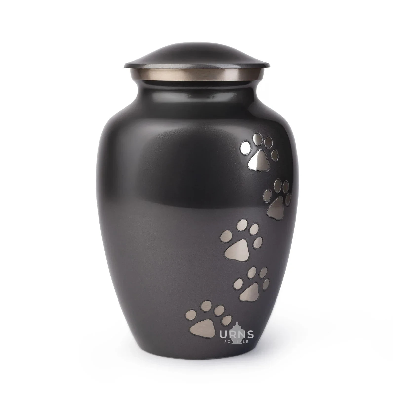 Charcoal Pet Urn with Golden Paws for Dog Cat Cremation Ashes – Large Pet