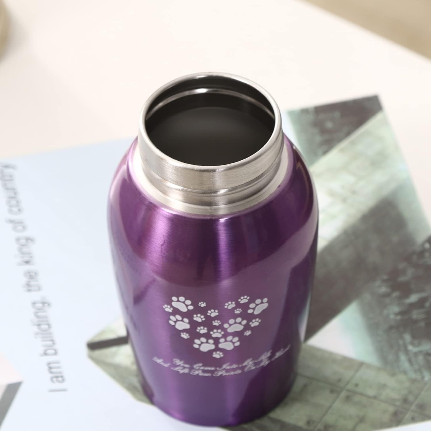 Trusty Memorial Urn for Dog & Cat Ashes – Small Purple Stainless Steel Design