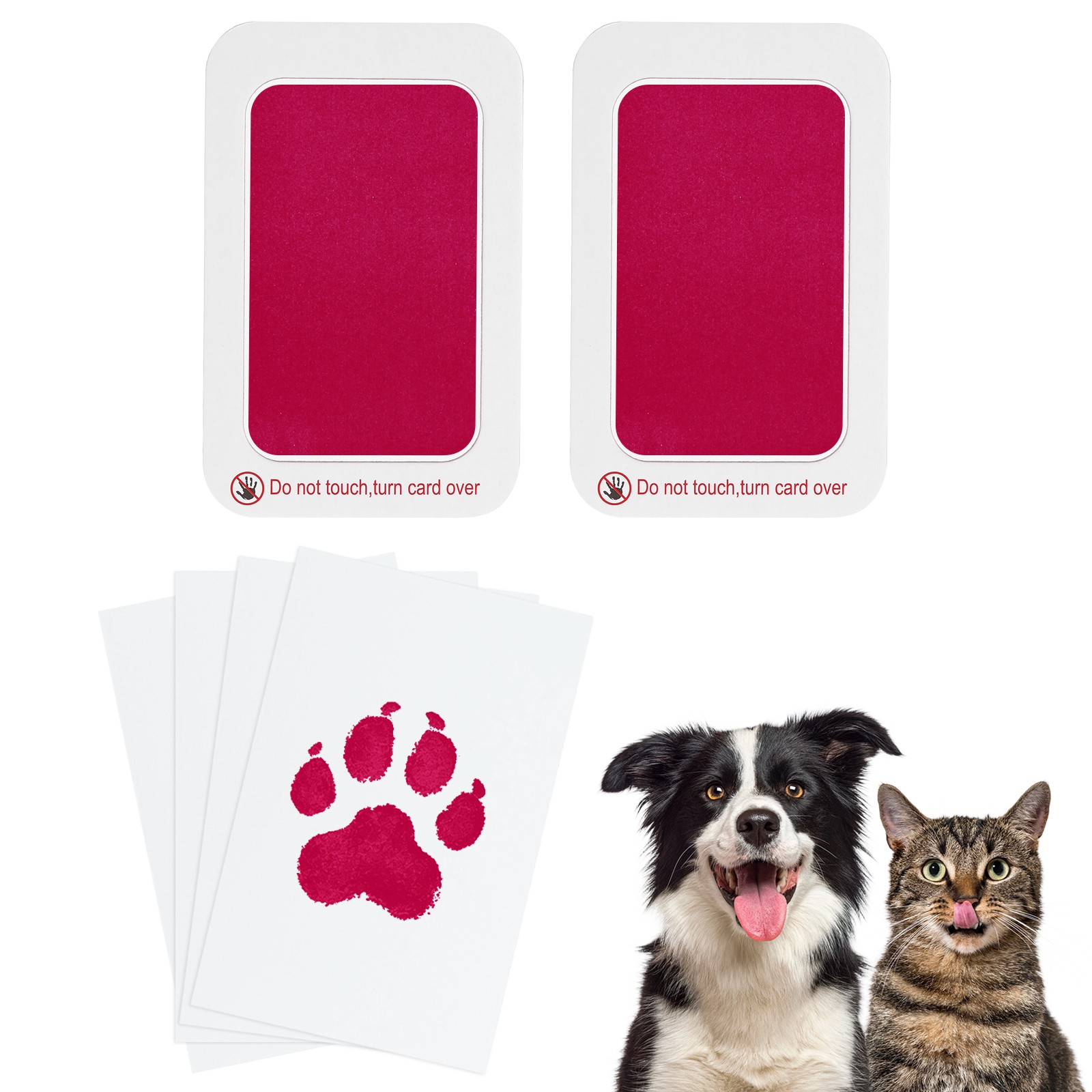 Pet Paw Print Kit, 5.7″X4.1″ Paw Print Impression, (Rose Red, 2 Set)
