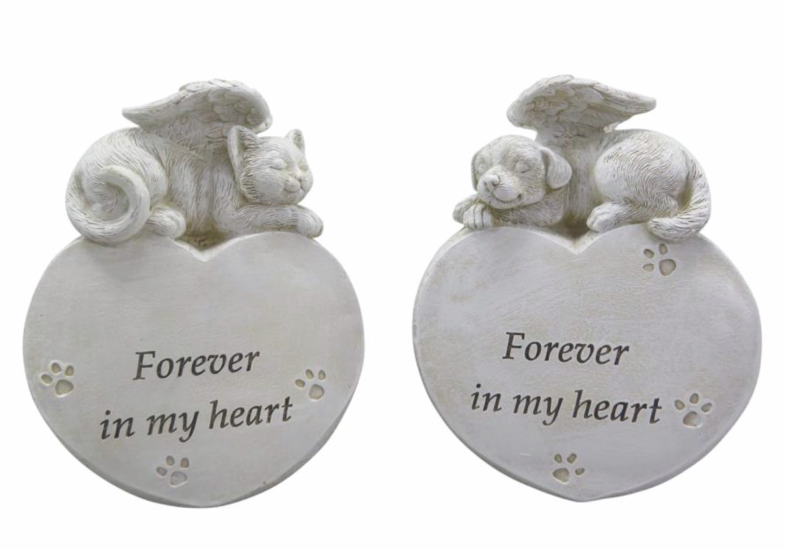 ~❤️~PET MEMORIAL Grave Sleeping Angel Cat/Dog heart wings Figurine 13cms
