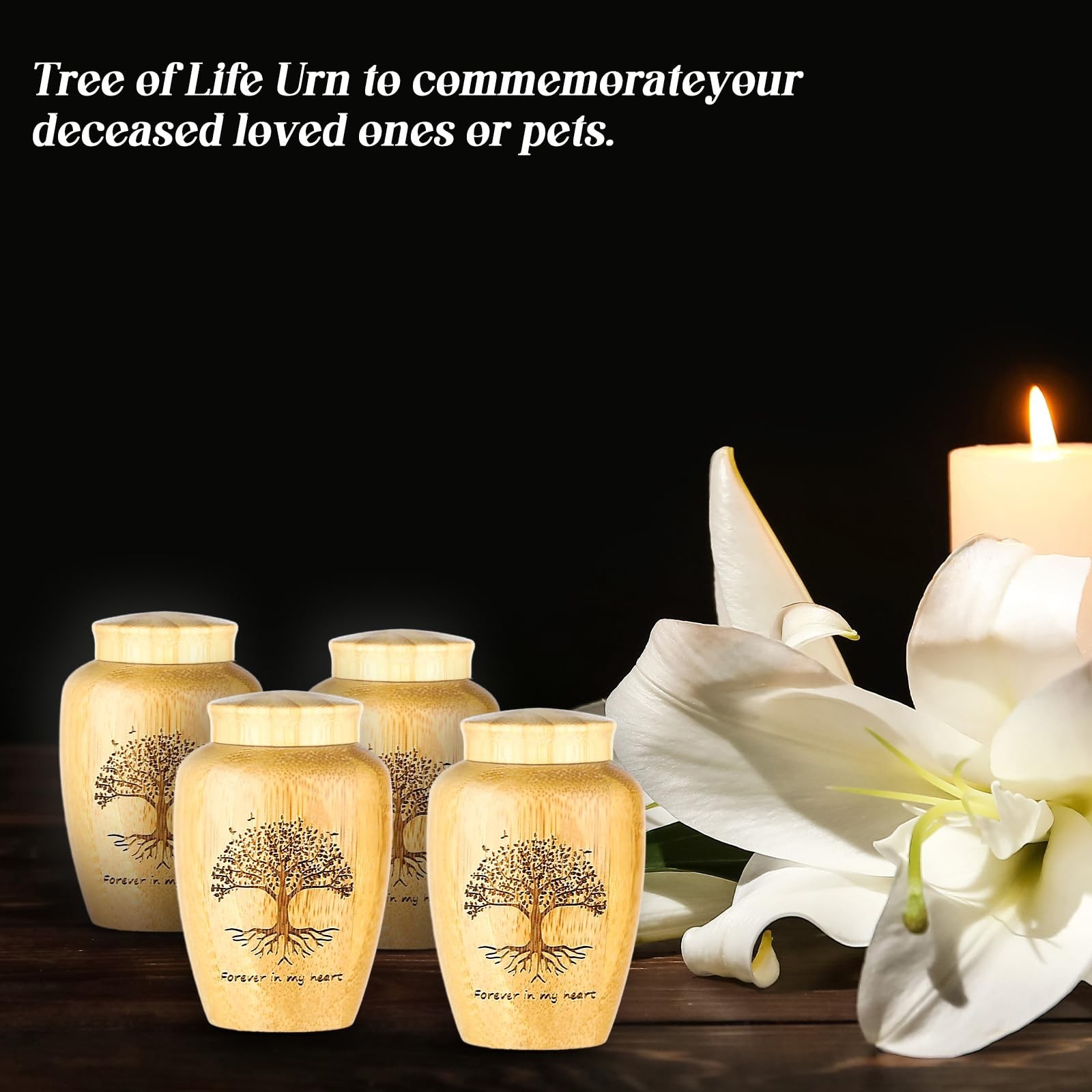 4 Sets Small Urn for Human Ashes Mini Urns with Tree Pattern Engraved Biodegr…