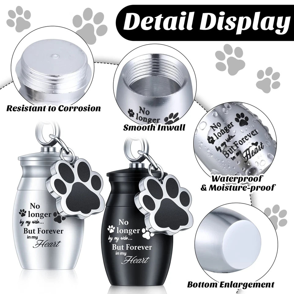 2 Pcs Pet Dog Urns Keychain for Ashes with 2 Storage Bags Small Cat Cremation…