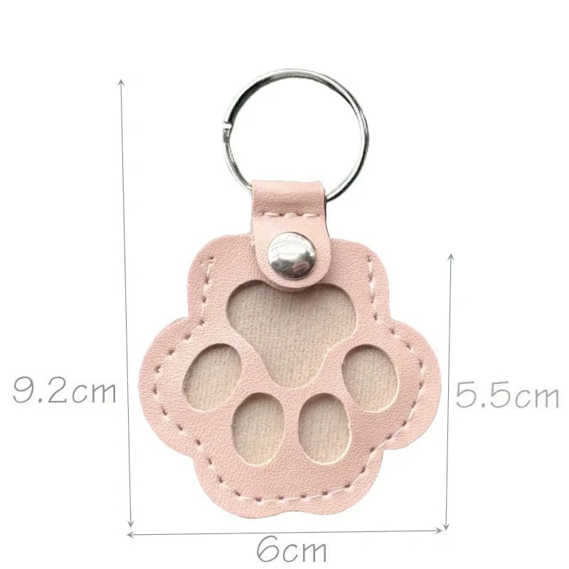 Pets Hair Memorial Keepsake Keychain PU Leather Dog Cat Storage Pouch Bag Charm