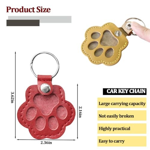 5PCS Pet Paw Car Keychain, Pet Hair Memorial Key Holder for Collecting Dog &