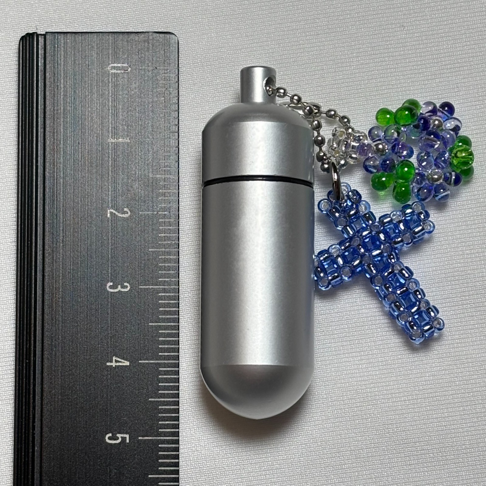 Cremation Ashes Keychain – Cremation Keepsake(blue cross and blue ornaments)