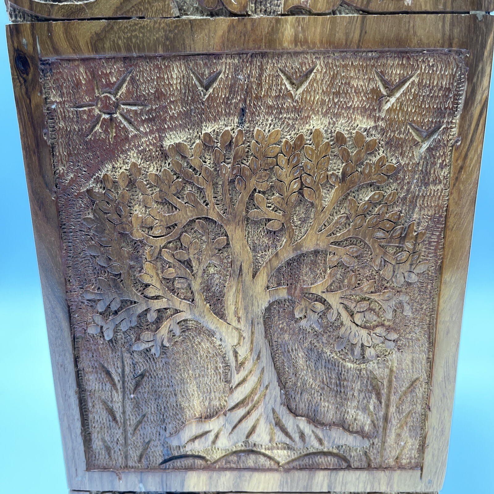 INTAJ Handmade Rosewood Urn – Tree of Life Wooden Urn (Soulful Tree)