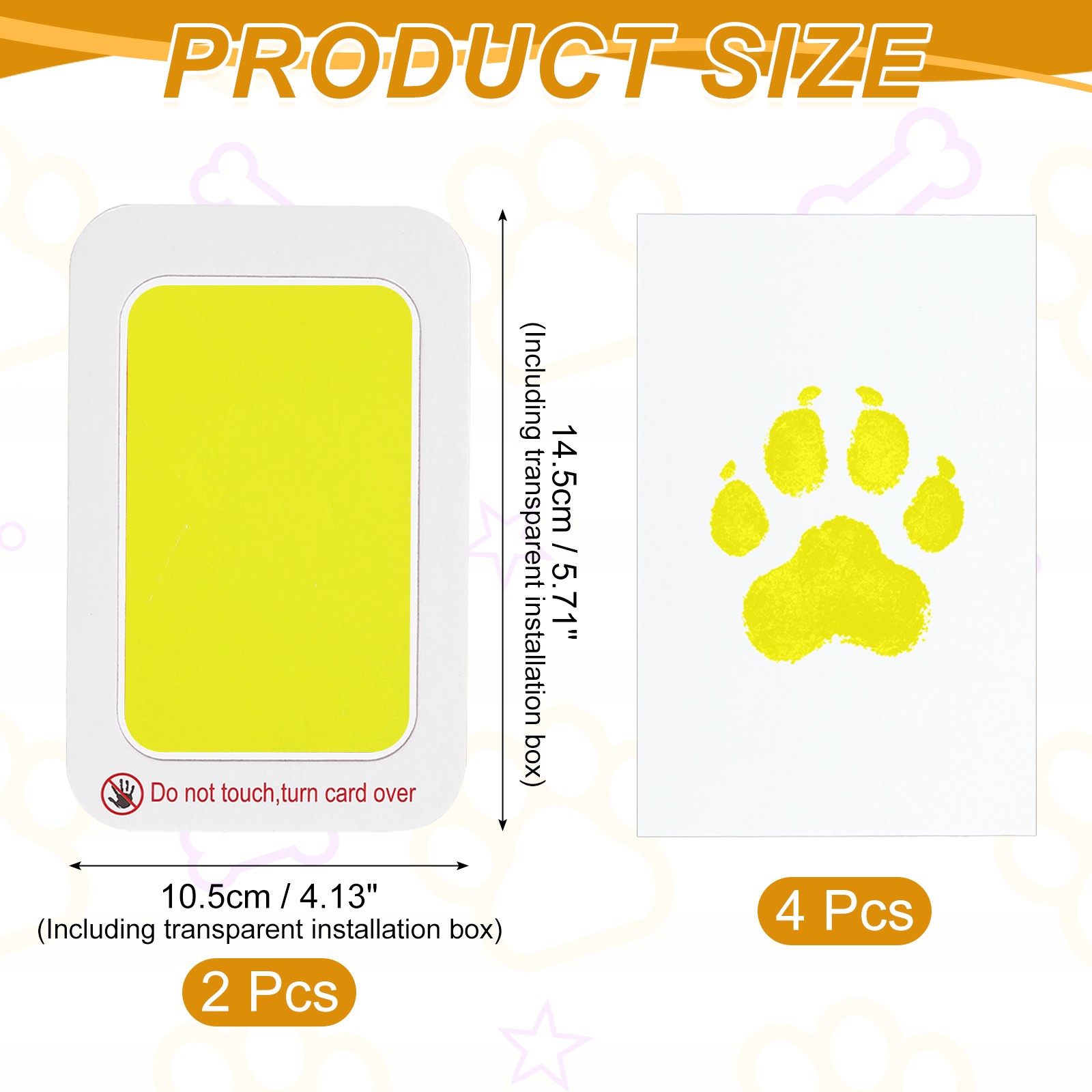 Pet Paw Print Kit, 5.7″X4.1″ Paw Print Impression, (Yellow, 2 Set)