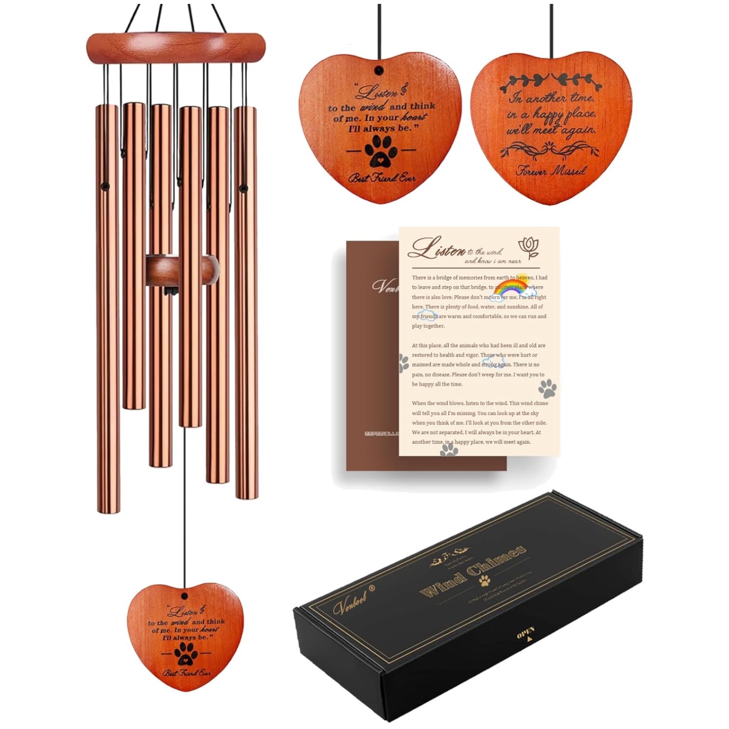 Beautiful Dog Memorial Gift – Golden Wind Chime Remembrance