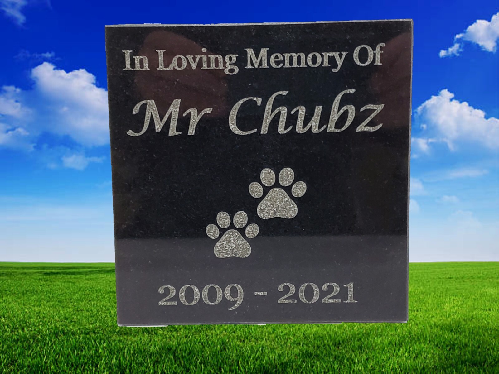Solid polished black granite pet memorial grave stone garden marker dog cat d1