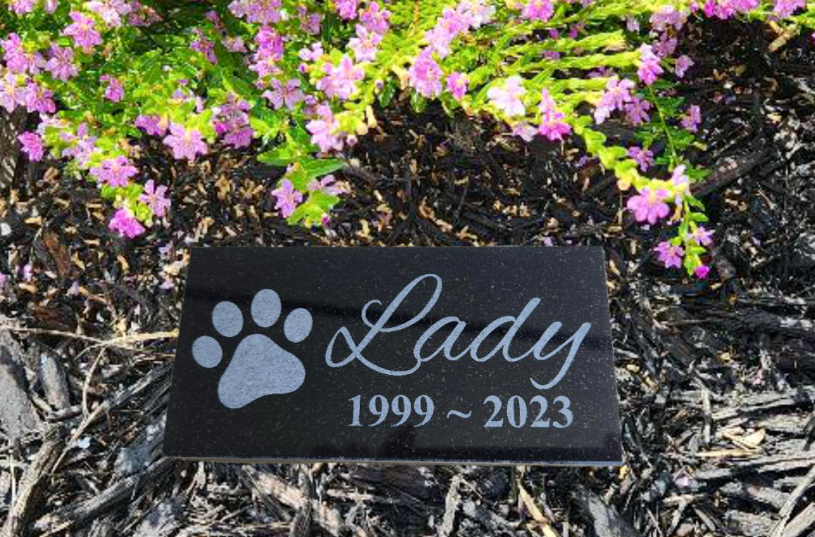 6″ x 3″ ENGRAVED Name & Date Pet Memorial GRANITE Grave Marker Stone