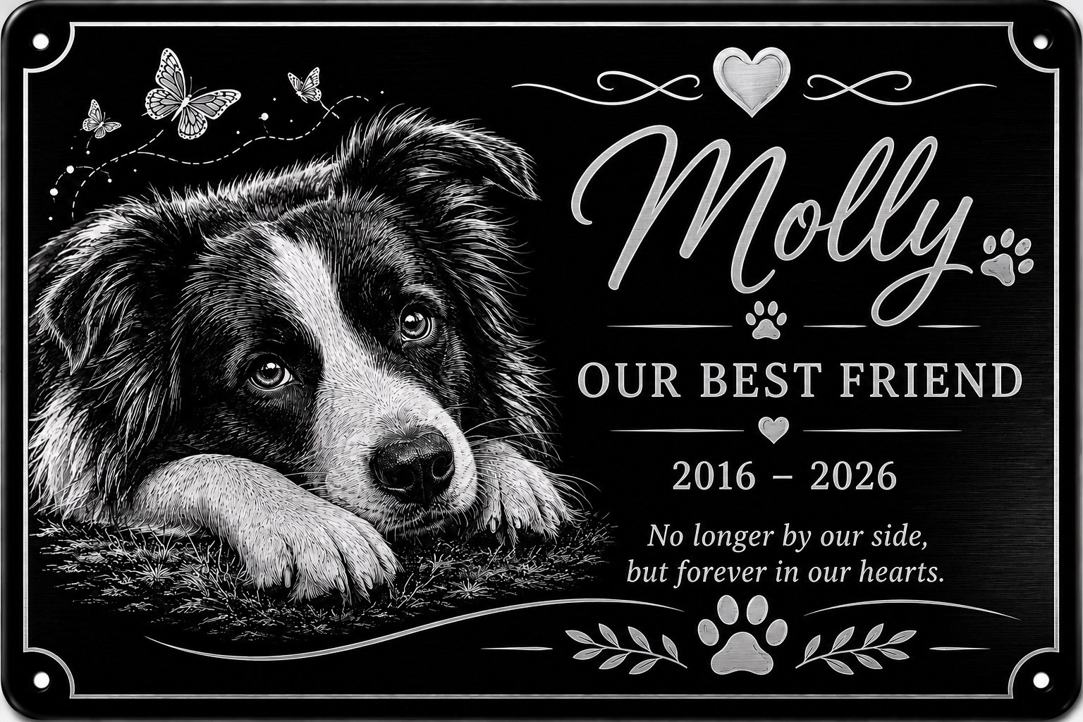 Personalised Pet Memorial Plaque Custom Photo Engraved Aluminium Dog Cat Horse