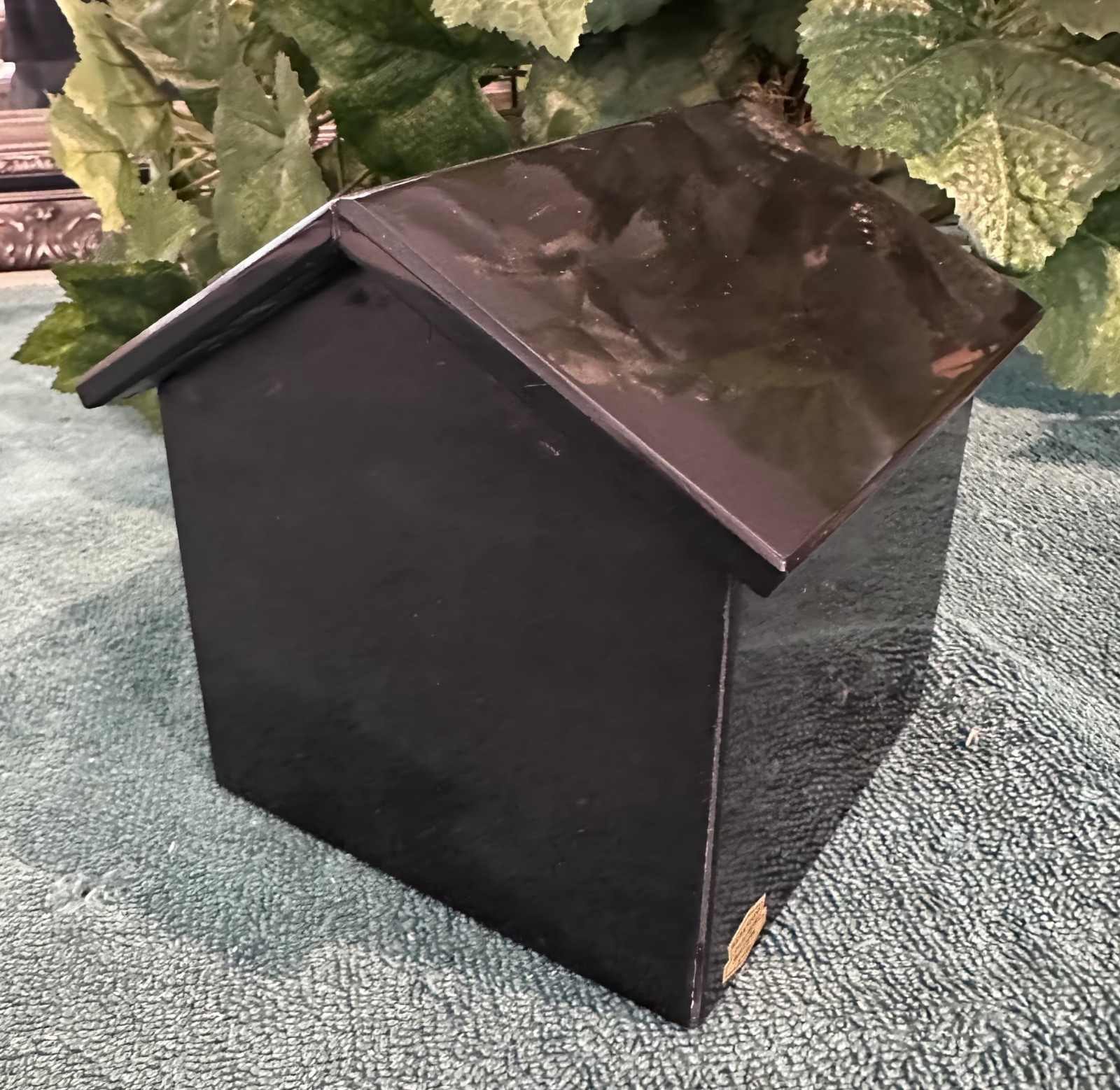 Natural BLACK MARBLE · DOGHOUSE SHAPE · handmade pet urn · memorial · dog ashes