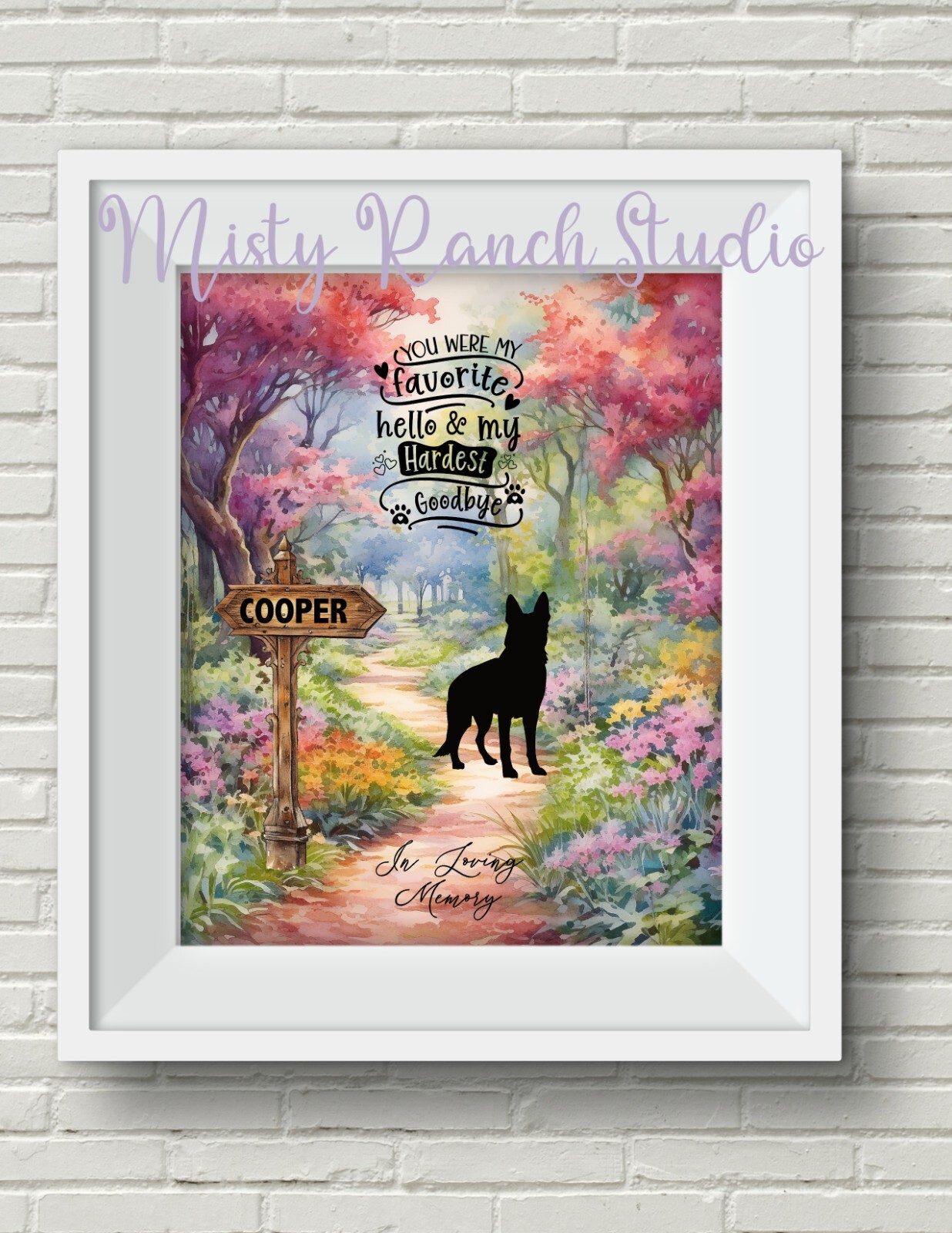 Dog Cat Pet Memorial Print “You Were My Favorite Hello” UNFRAMED Art Print Decor