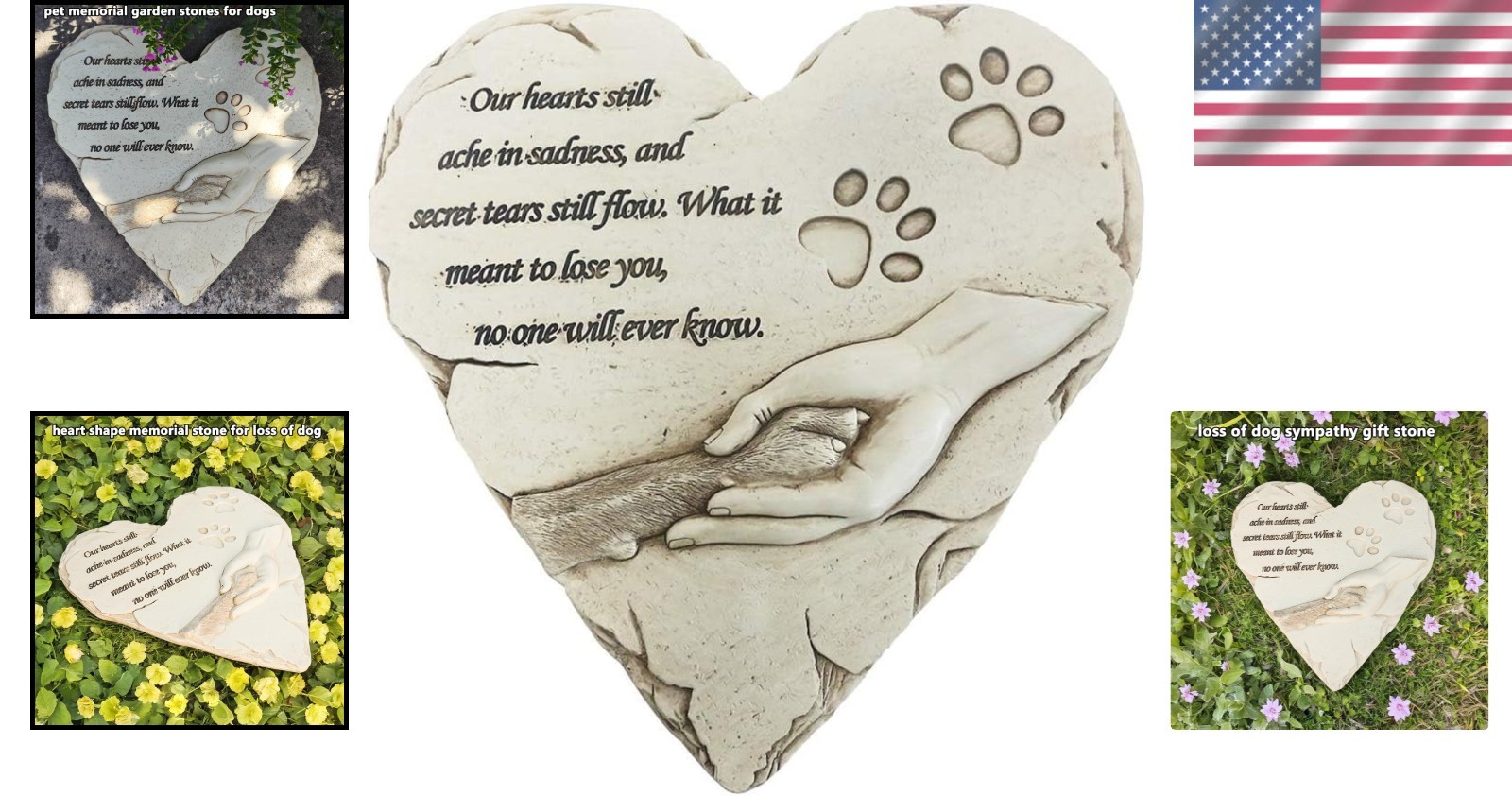 Heart-Shaped Dog Memorial Stone – Handcrafted Resin Sympathy Gift, 9.7″ x 9.3″