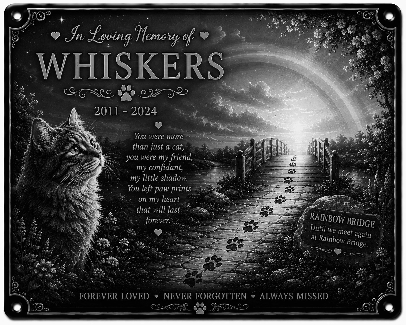 Personalised Pet Memorial Plaque Custom Photo Engraved Aluminium Dog Cat Horse