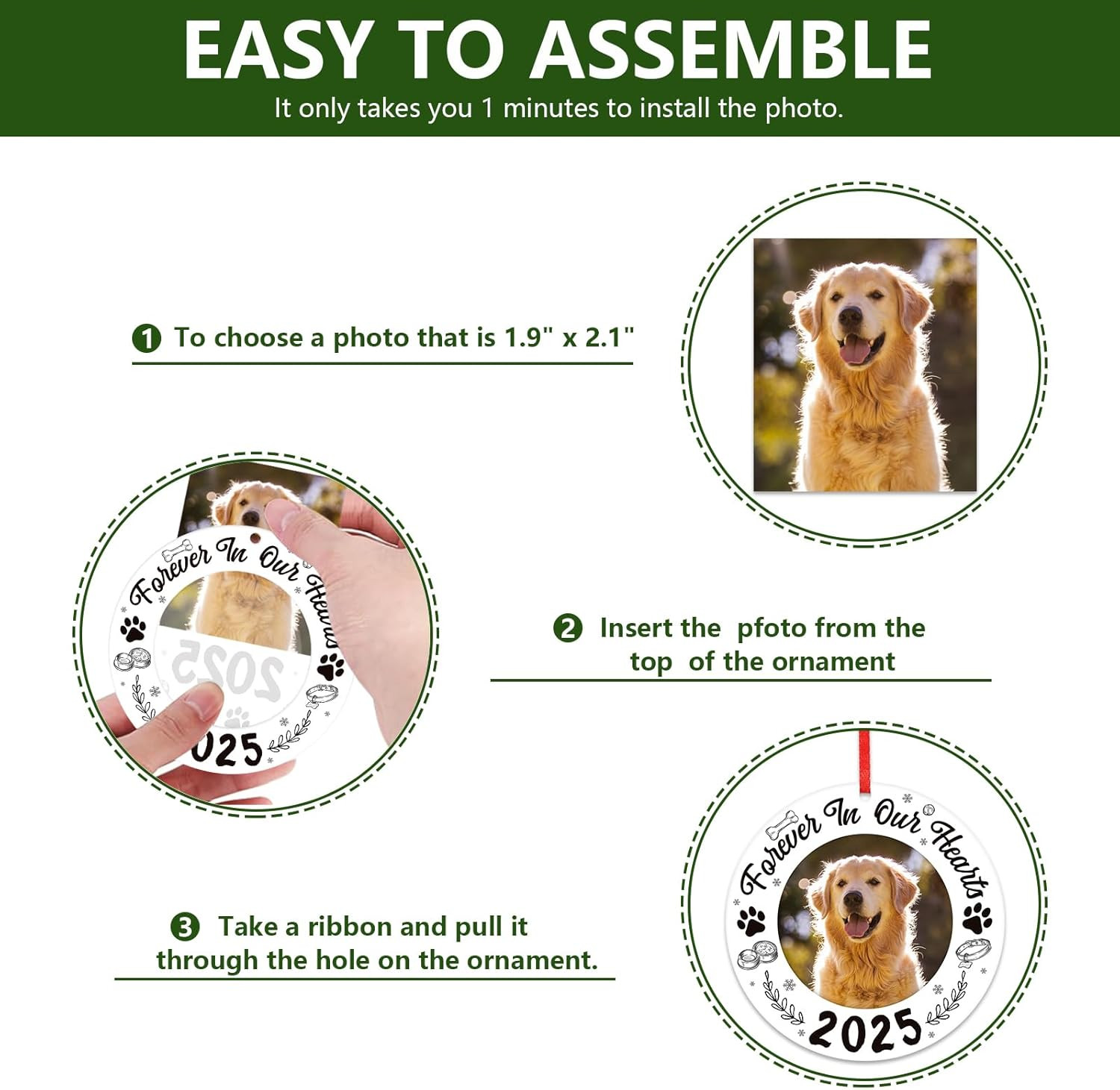 Picture Frame Dog Memorial Christmas Ornaments 2025 – Dog Memorial Ornaments for