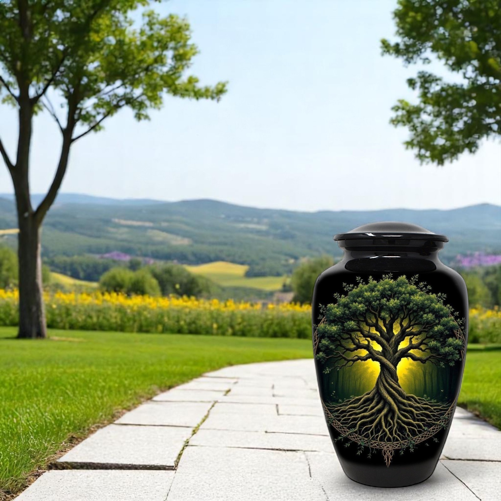 Large Adult Urn for Human Ashes Tree of Life Celtic Cremation Urn with Bag