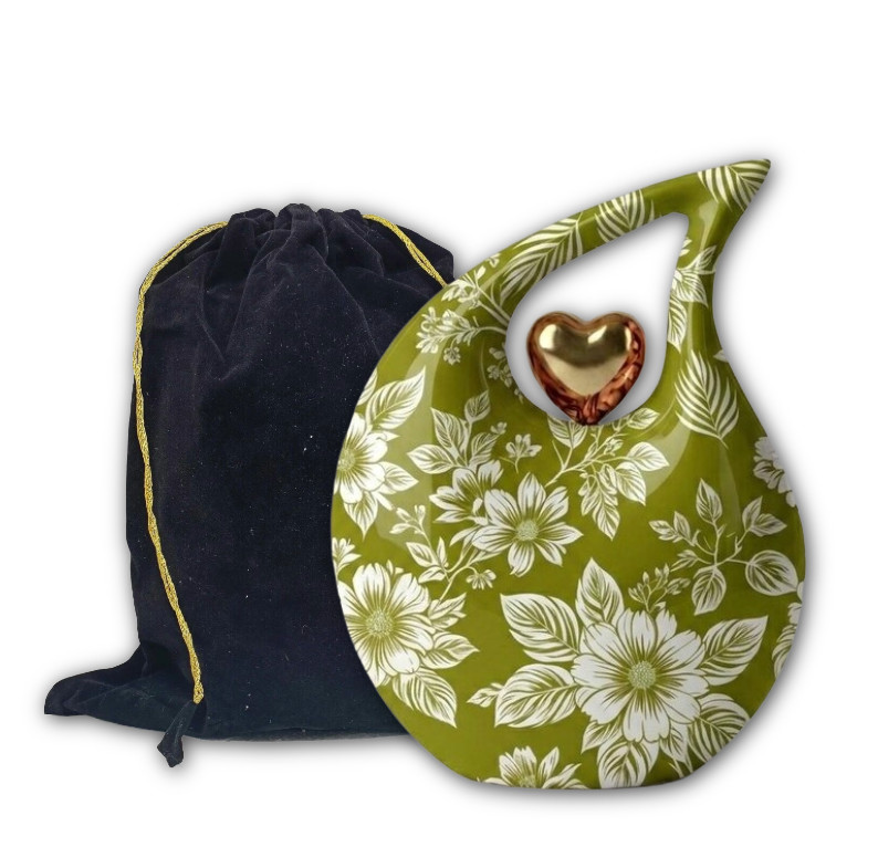 Olive Green Teardrop Aluminum Cremation Urn Adult Human Ashes Urns Male Female