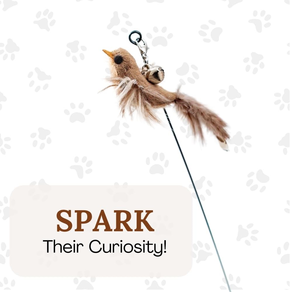 GADGETSOLOGY Wand Cat Toy for Indoor Adult Cats – Any Surface Base, Stimulating