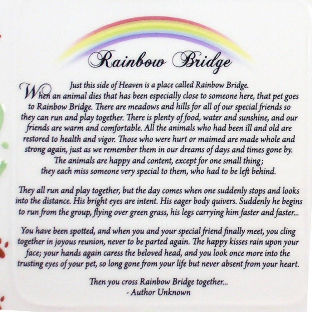 Pet Bereavement Photo Frame – Rainbow Bridge Poem Measures 10″W x 6″H – #2472