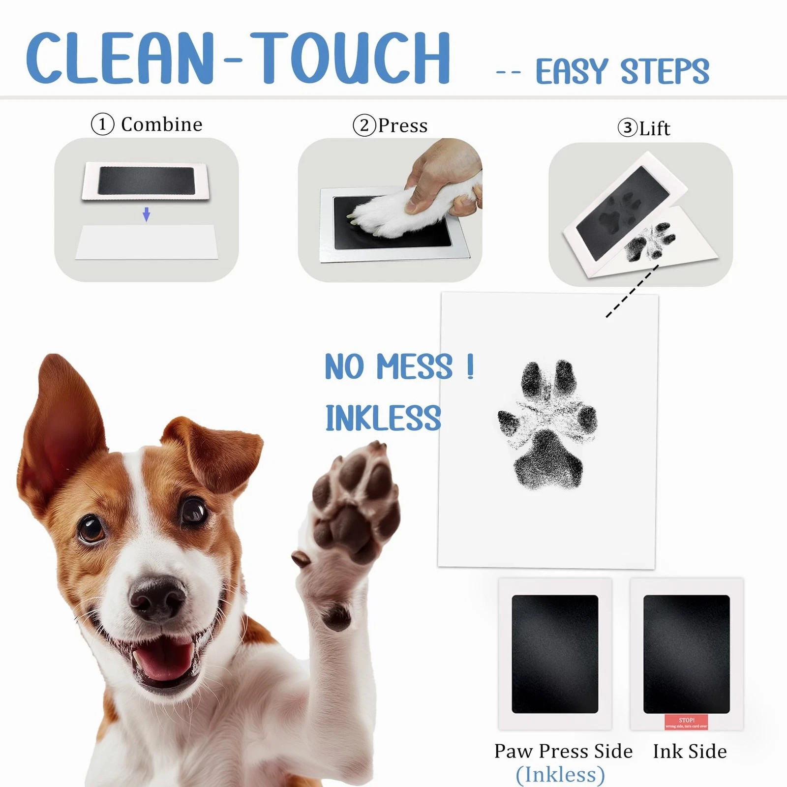 Paw Print Kit,Clean Touch/Inkless Ink Pad for Dog/Cat Pawprints,Paw Print Sta…