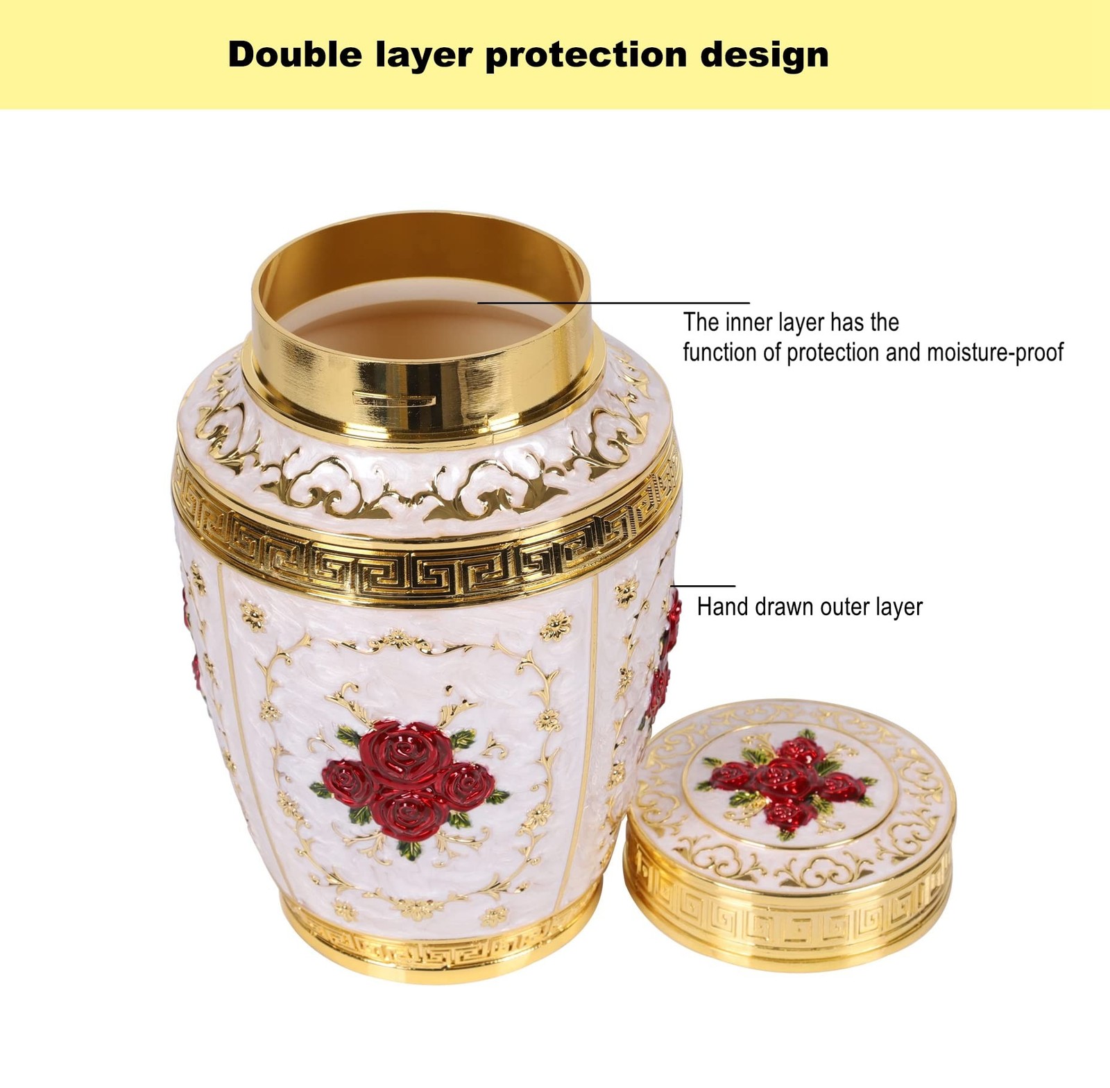 Urn for Human Ashes Adult Female – Rose Flower Cremation Urn Mom – Funeral Ur…
