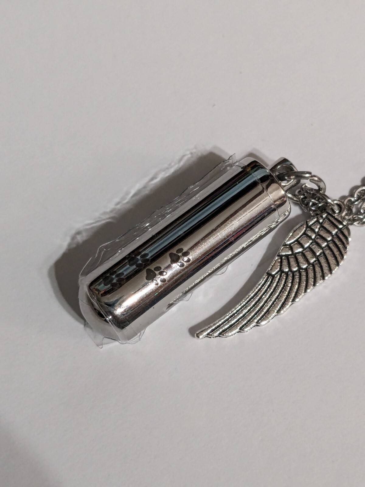 Silvery Angel Wing Cremation Necklace 21″ Keep Your Pet’s Memory Close w/funnel