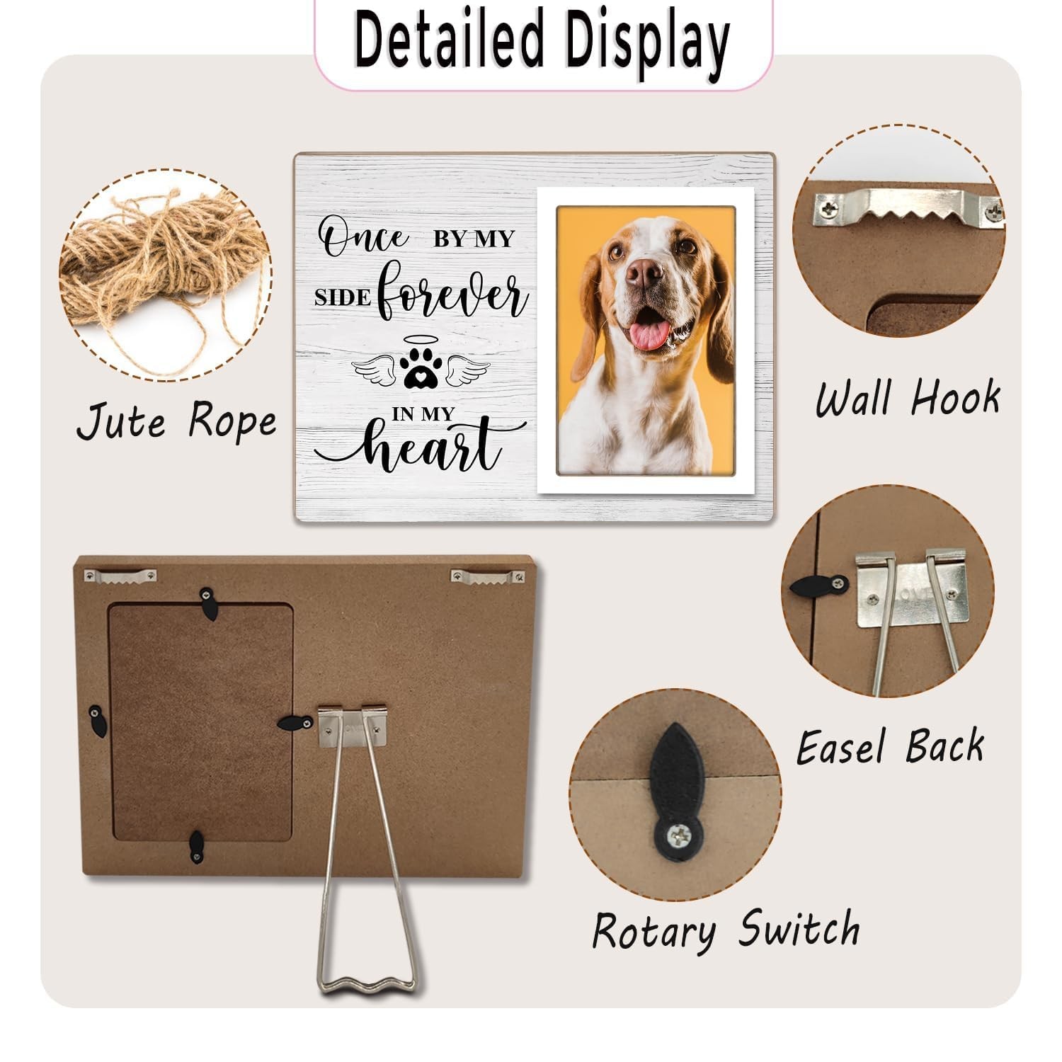 Klytink Pet Memorial Picture Frame Cats Or Dogs Wooden Picture Frame Memorial