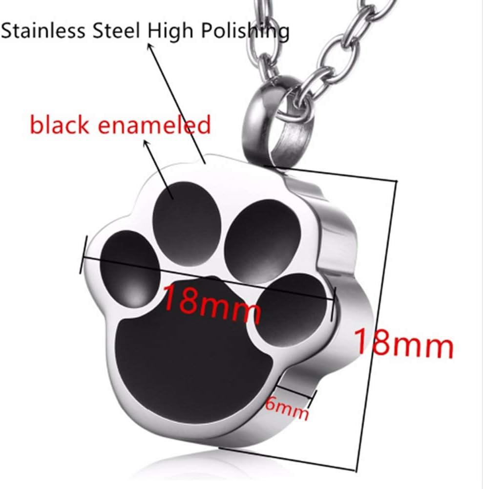 QUMY Pet Cat Dog Paw Print Cremation Jewelry for Ashes Wearable Urn Necklace Kee