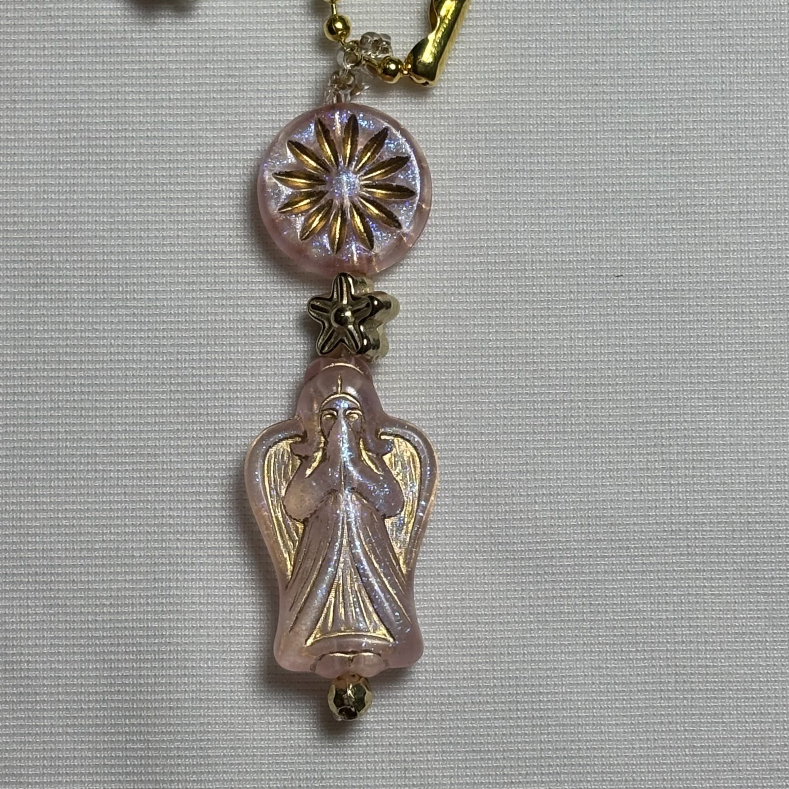 Cremation Ashes Keychain – Cremation Keepsake(gold cross and pink orb)