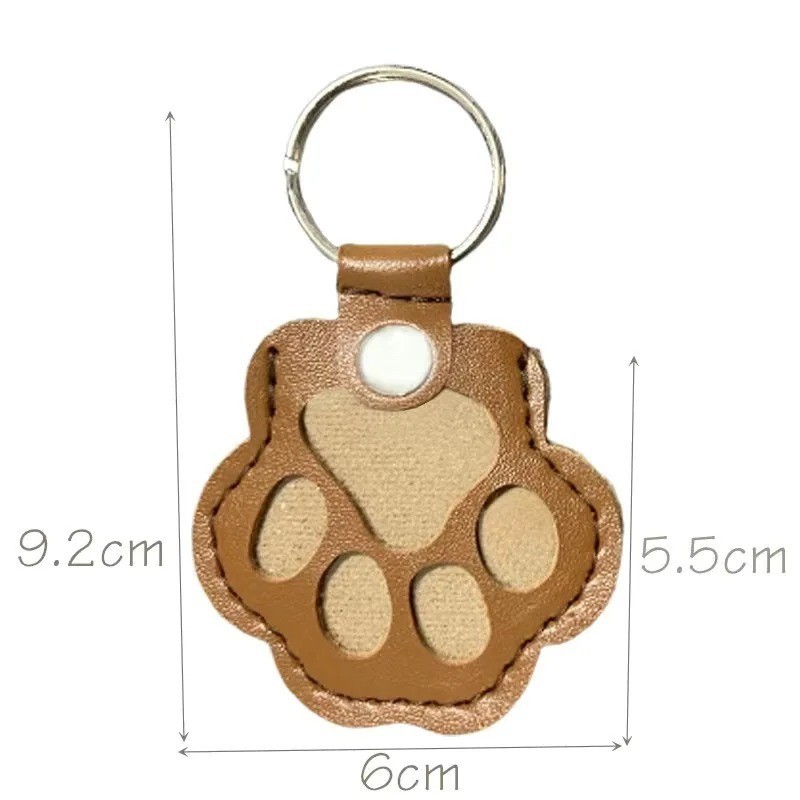 Pets Hair Memorial Keepsake Keychain PU Leather Dog Cat Storage Pouch Bag Charm