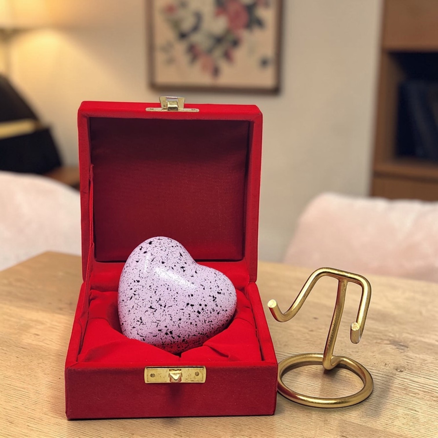Decorative Mini Heart Urn for Ashes Keepsake Cremation Memorial with Stand & Box