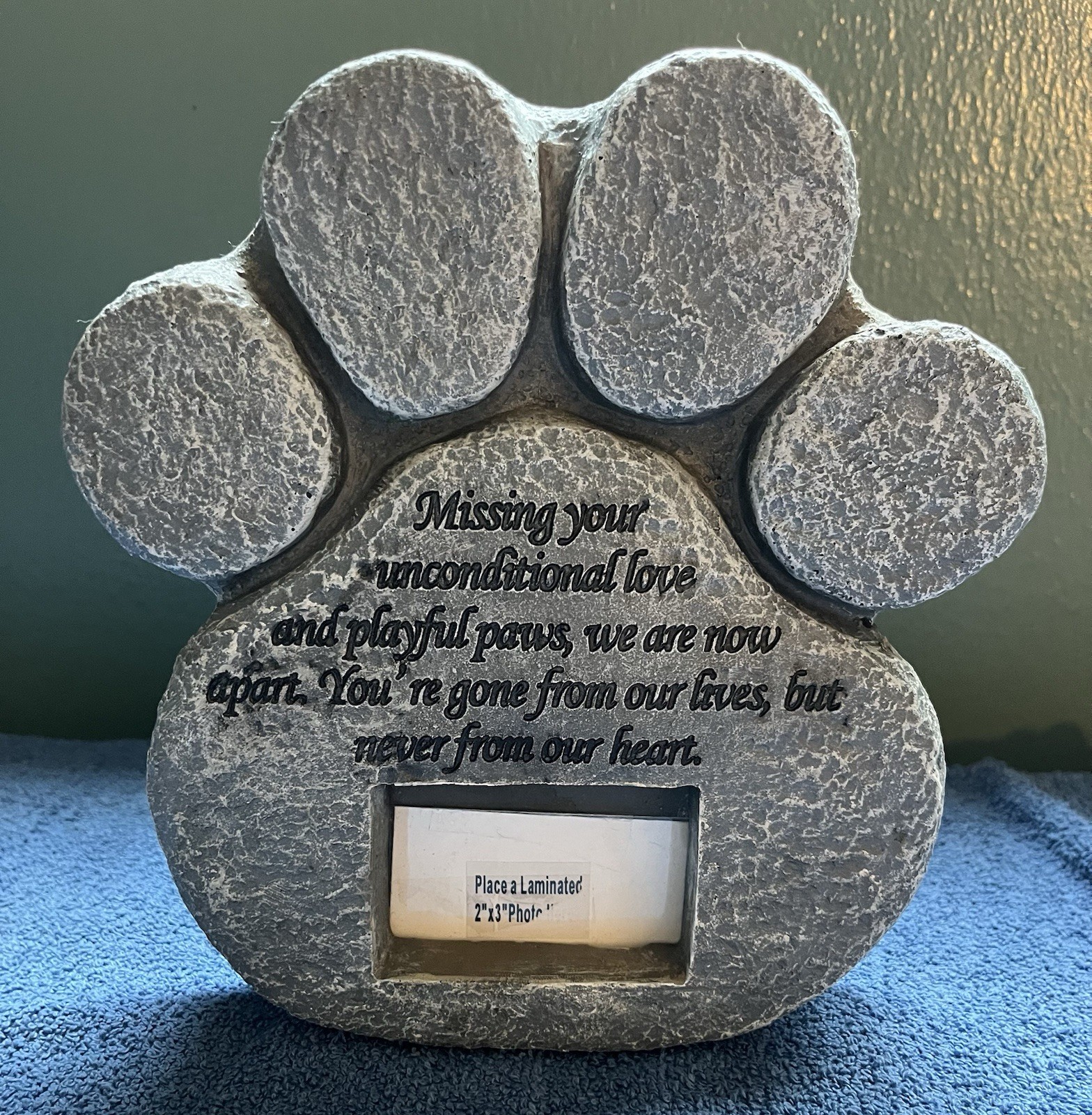 Pet Memorial Stone Marker Faux Stone, Picture Frame